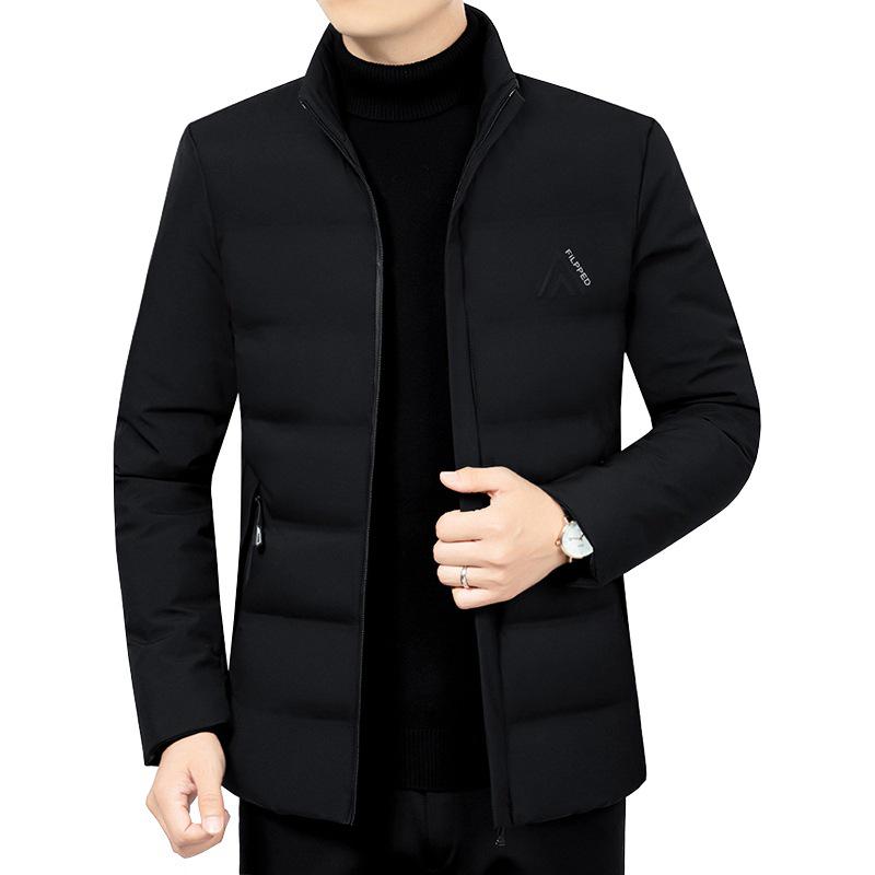 

2025 Winter Men s Warm Stand Collar Cotton Jacket - Middle-aged Dad s Thickened Casual Coat 2XL чорний
