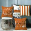 New Pillow Autumn Pumpkin Text Orange Linen Print Thanksgiving Home Sofa Pillow Cover