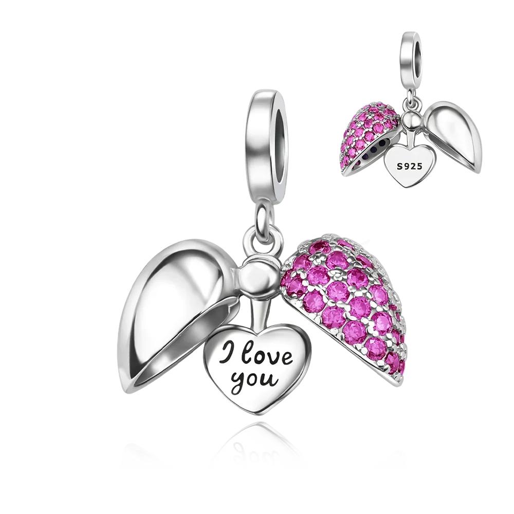 New Original Copper Colored Heart Shape Open And Close Charms Fit Pendant Bracelets Necklace Women Diy Fine Jewelry