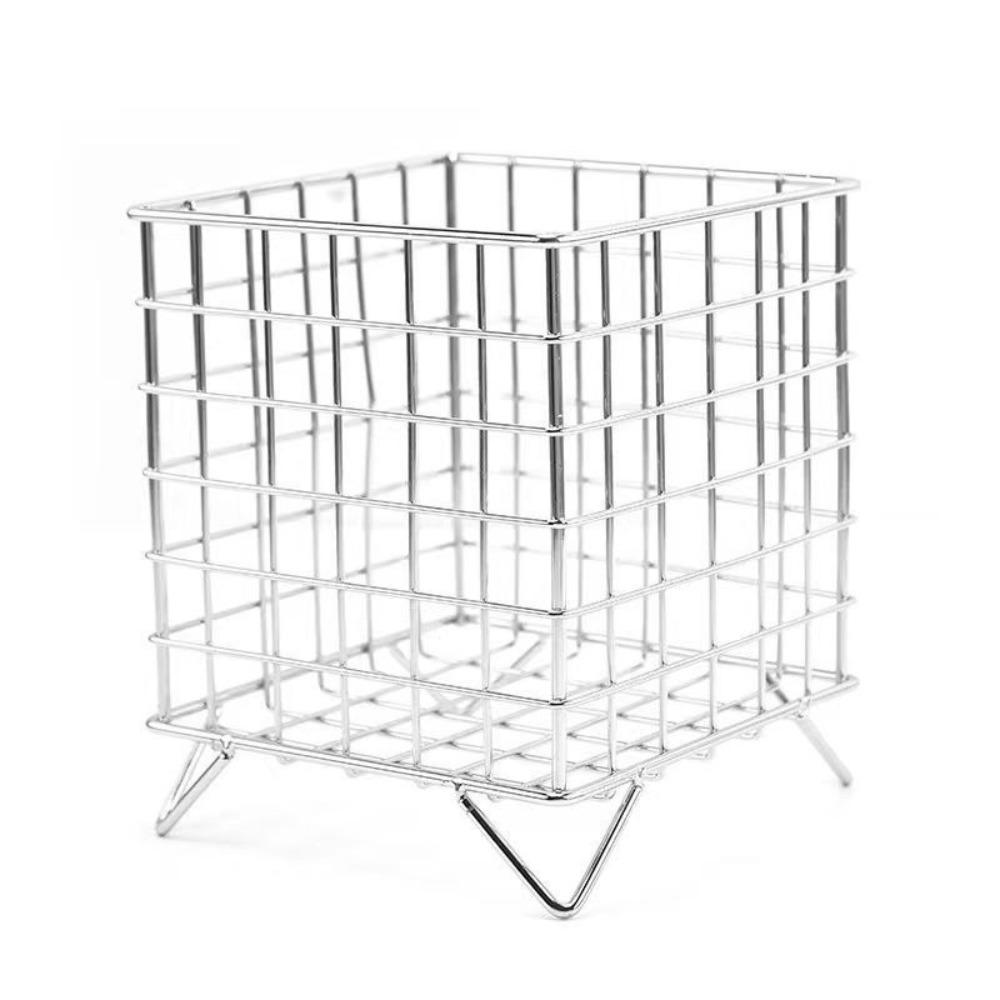 Simple Iron Art Desktop Storage Basket Mesh Rectangular Cosmetic Organizer Universal Large Capacity Storage Case Office Desktop