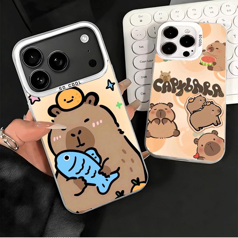 Funny Capybara Cartoon Cute Shockproof Phone Case for iPhone 17 Air 16 16E 15 Pro Max 14 Plus 13 Mini 12 Back Cover Anti Fall Fu