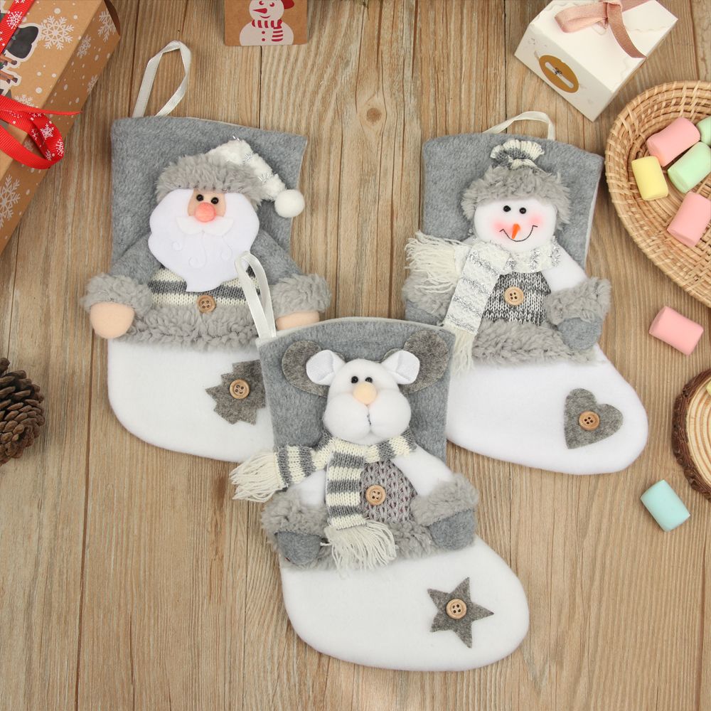 Xmas Tree Ornament Present Pocket Christmas Stockings Hanging Socks Santa Claus Candy Bag