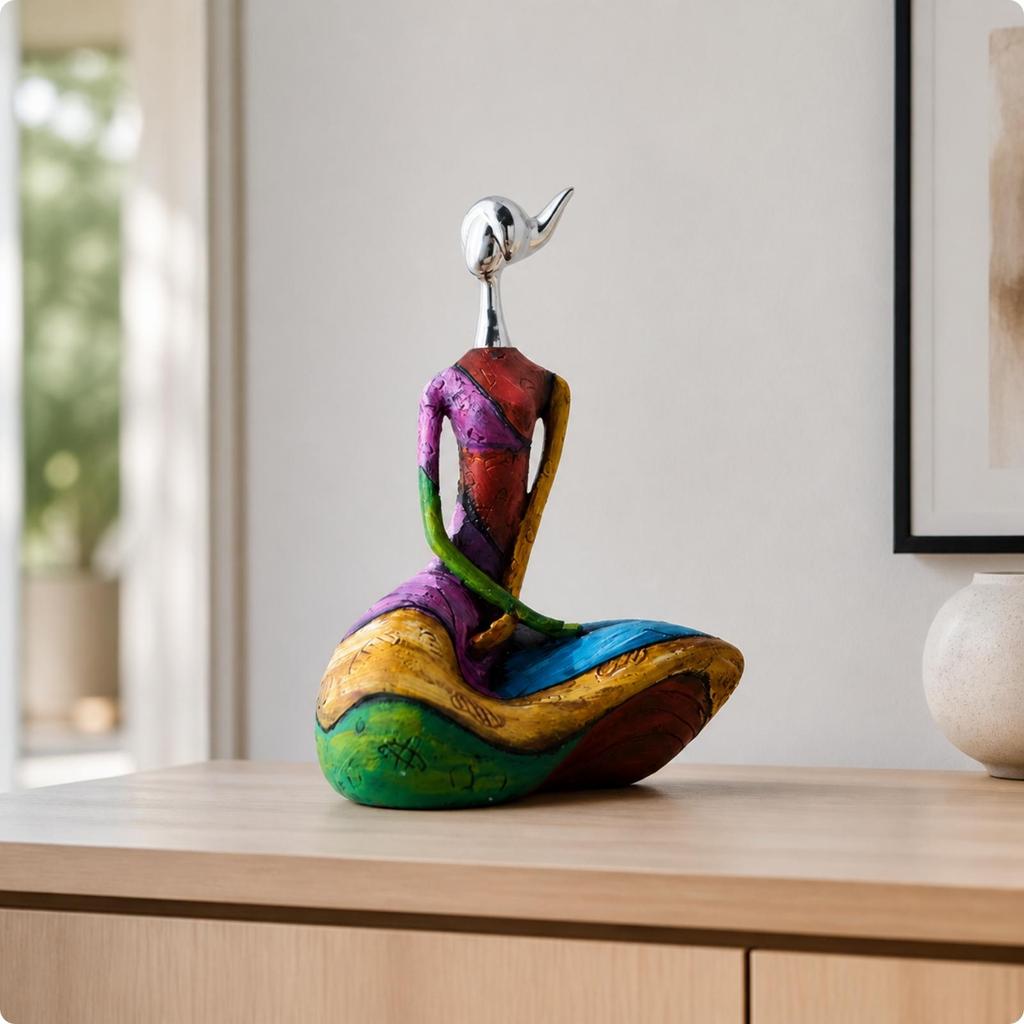 Meditation Figurine Artistic Female Multicolored for Shelf