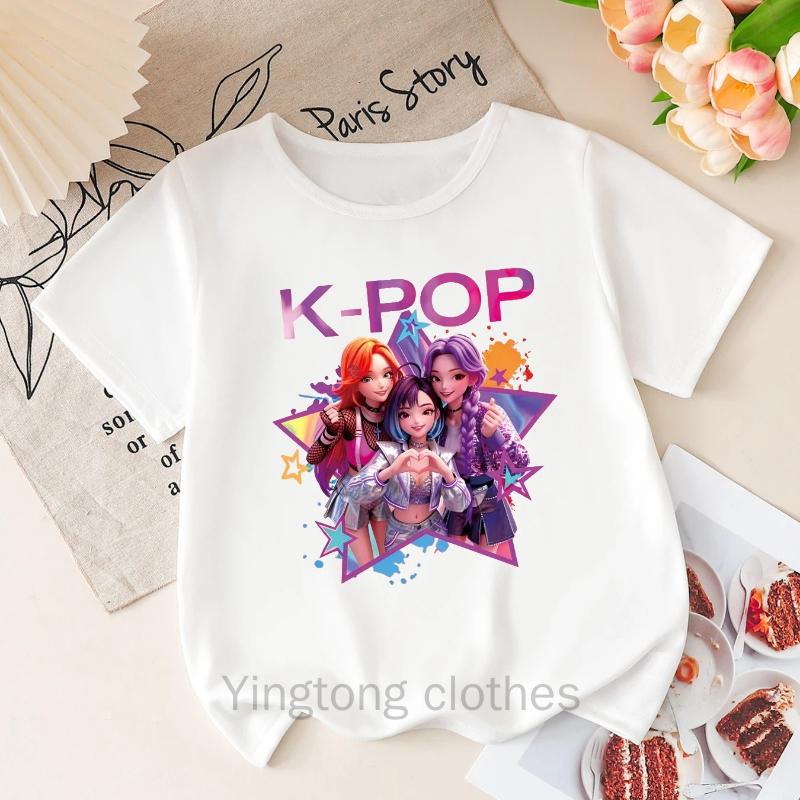 Print Short Sleeve T-Shirt Cute Cartoon Graphic Tee Kids Summer Casual Top 100