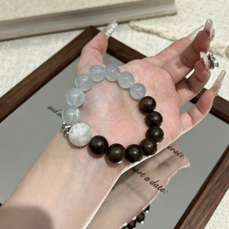 Luxury Natural Agarwood Blue Crystal Bracelet Fashion Jewelry Men Women