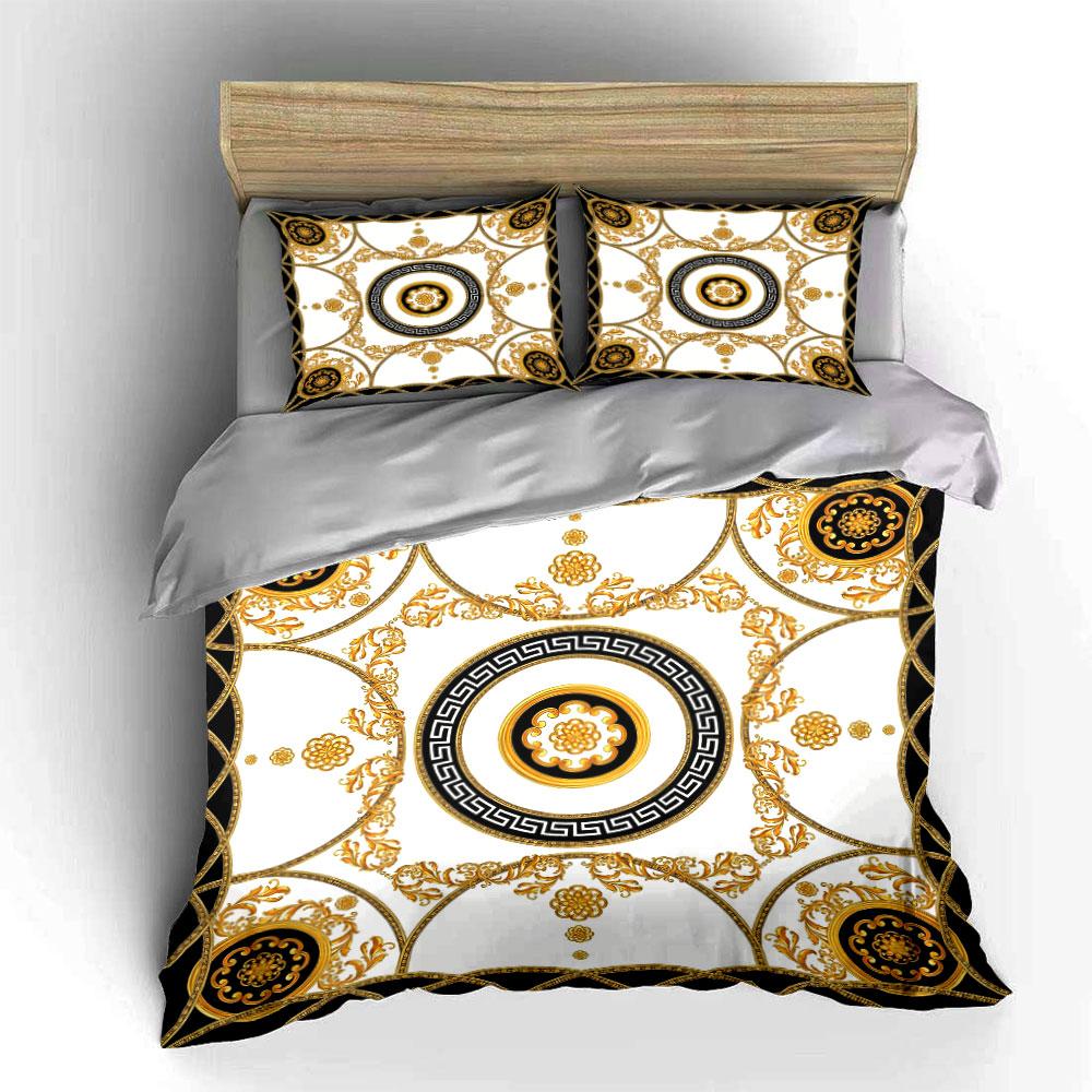 Luxury Gold Pattern Bedding Set Multiple Sizes Kid's and Adults' Bedroom Exquisite 3PC Bedding Set Gift