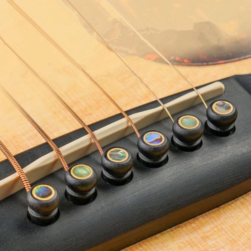 6 bucăți/lot știfturi din abanos pentru chitară, cu puncte mici de coajă de abalone