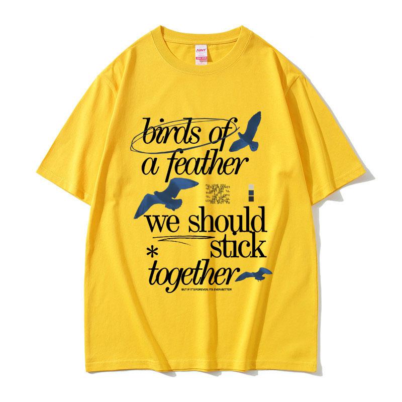 Birds of A Feather Hit Me Hard and Soft Album Print T Shirt Male Casual Oversized Tops Tees Unisex Women Hip Hop Fashion Tshirts