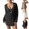 Fashionable Women's Sexy Deep V Hollowed,out Bell Sleeve Beach Cover,up Bikini Outer Dress
