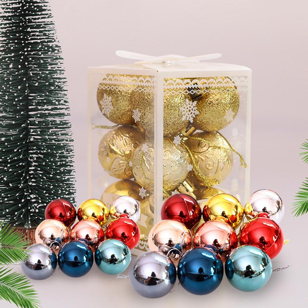 12pcs/box Christmas Tree Decoration Hanging Ball Gold Silver Red Green Decorate Festival Ornaments For Christmas Home Decoration