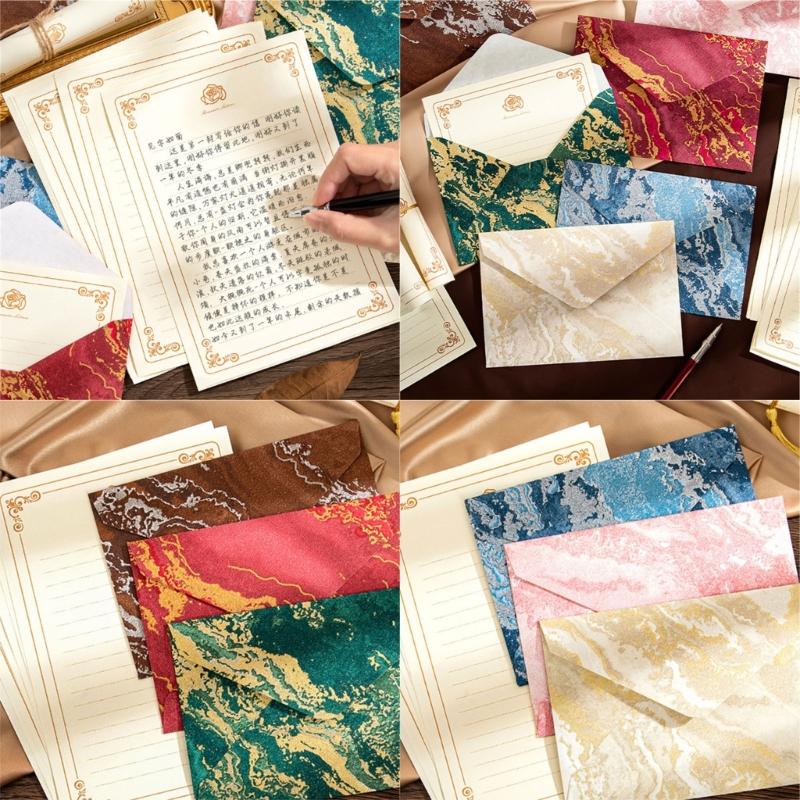 1 set kinesisk stil brevpapper och kuvert set Retro brevpapper med kuvert Skrivpapper för presentkort