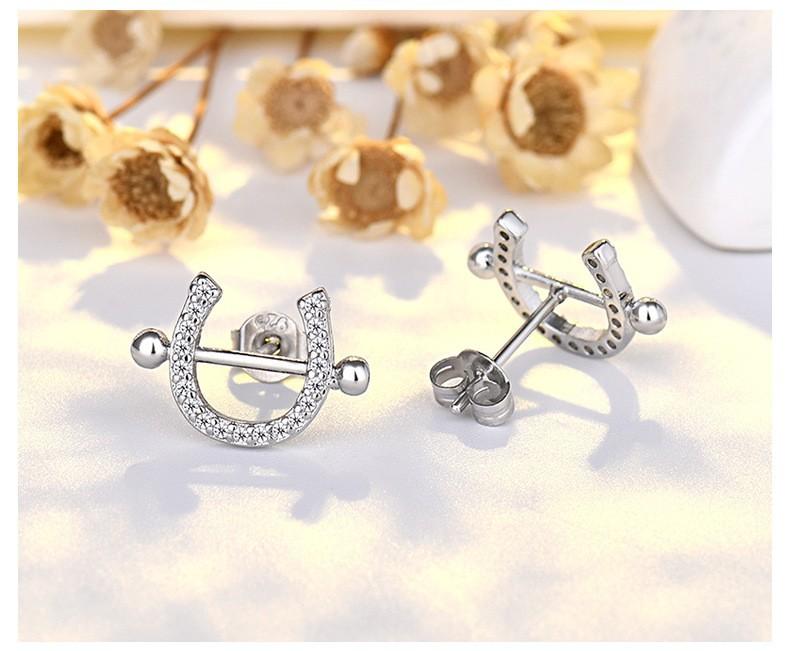 New Rhine-studded Small Horseshoe Buckle Round Ear Rings for Women, Trendy French Style Small Commuter Earrings 2026
