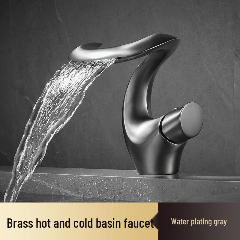 

Creative Brass Waterfall Bathroom Basin Faucet for Hot and Cold Water No pipes included