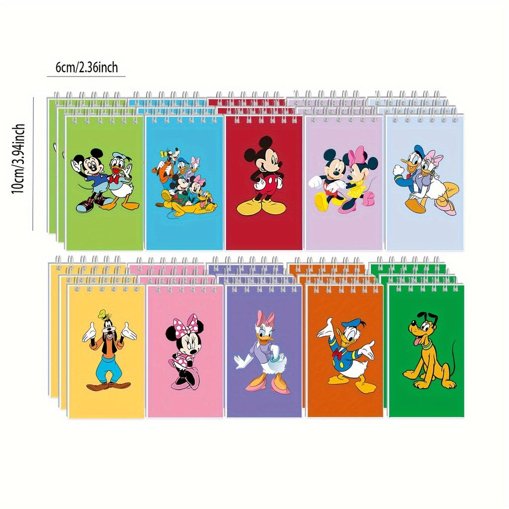 Set di 10 Mini Quaderni a Spirale Disney Topolino e Minnie, Paperino e Paperina e Pippo, Design Carino Cartoon, Regalo Ritorno a Scuola, Include Quaderno e Diario