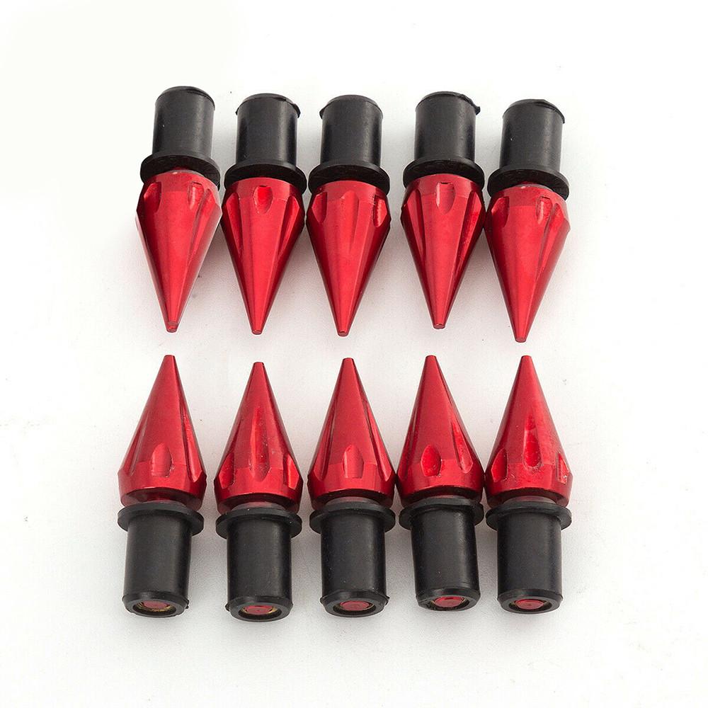 Rote CNC-eloxierte M5 5mm Spike-Schrauben für Motorrad-Windschutzscheibe und Kennzeichen 10 Stück für Sportmodell-Kompatibilität
