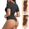 Dame Thong Bodysuit Kortermet Rund Hals Bodydrakter Magekontroll Shapewear Kompresjonsleotarder Slankende Kroppsformer