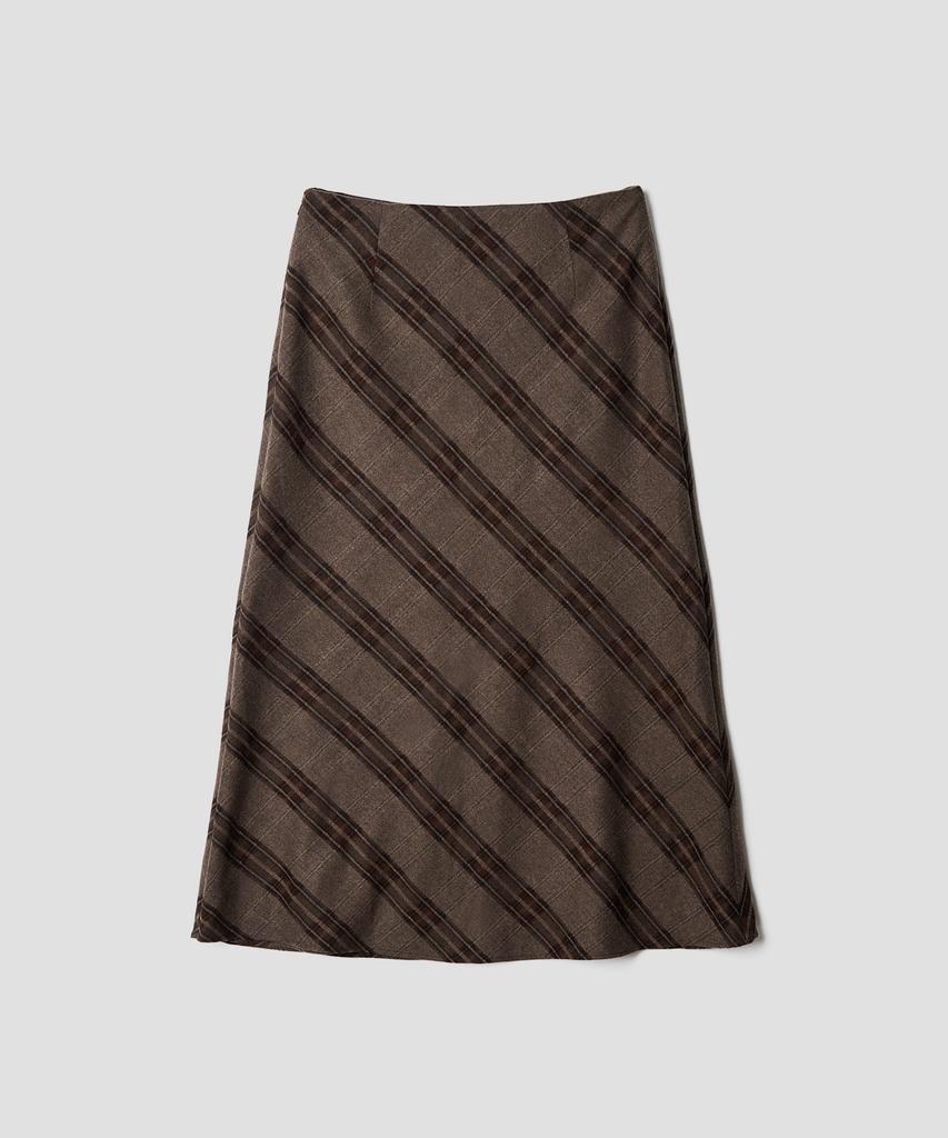 Tudment 70S Classic Check Long Skirt Brown