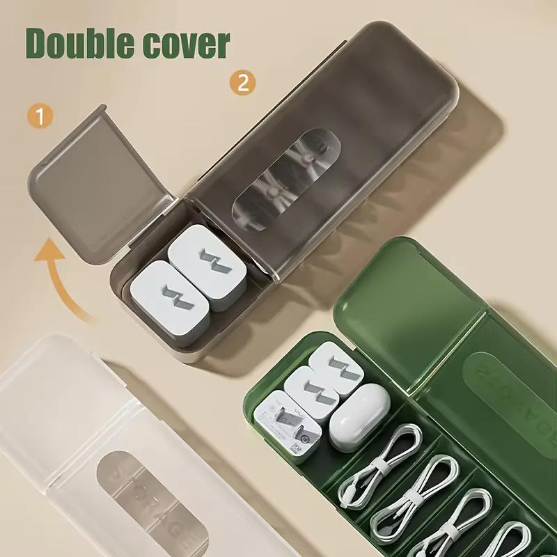 [Popular Choice] Large Capacity Cable Organizer Box - Dust-Proof Desktop Cord Management for Charging Cables & Earphones
