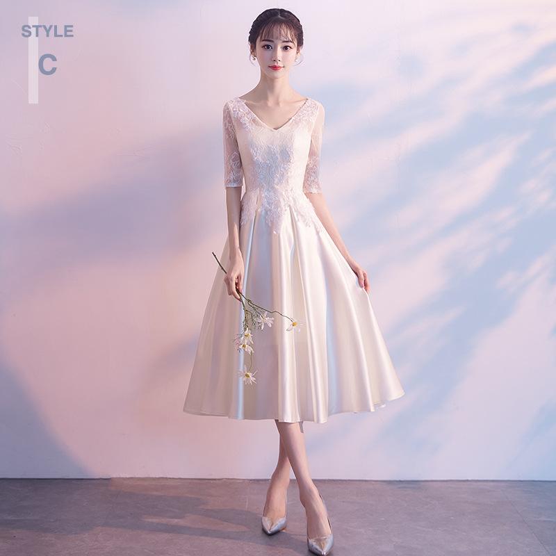 Bridesmaid Dress New Spring Grey Satin Sisters Bridesmaid Dress Medium and Long Girlfriend Dress Sister Dress