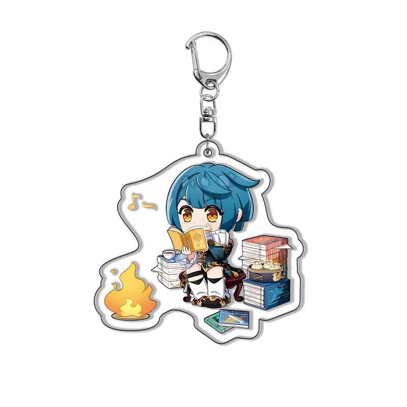 Genshin Acrylic Keychain Sweet Rain Walnut Monster Cartoon Pattern Anime Pendant