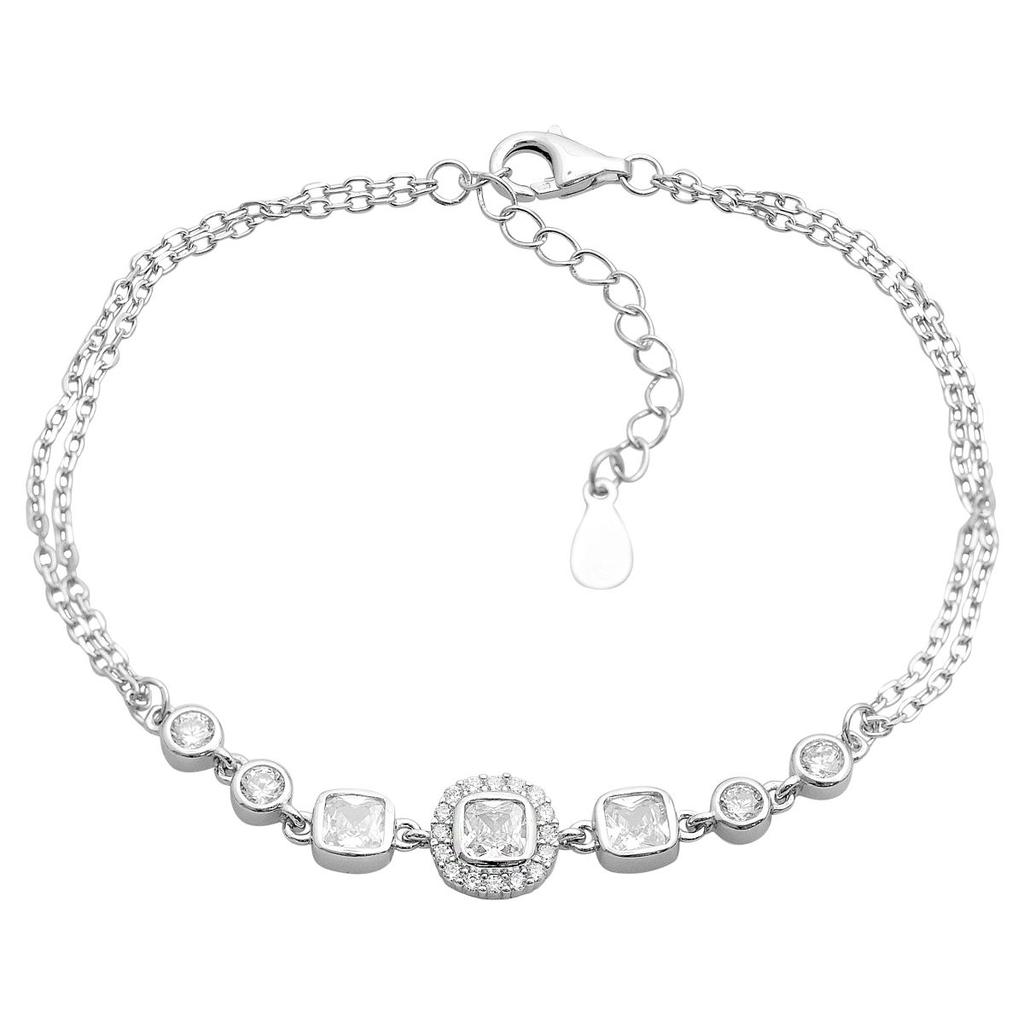 Серебряный браслет с фианитами, вес изделия 3,8 гр (2209089)
