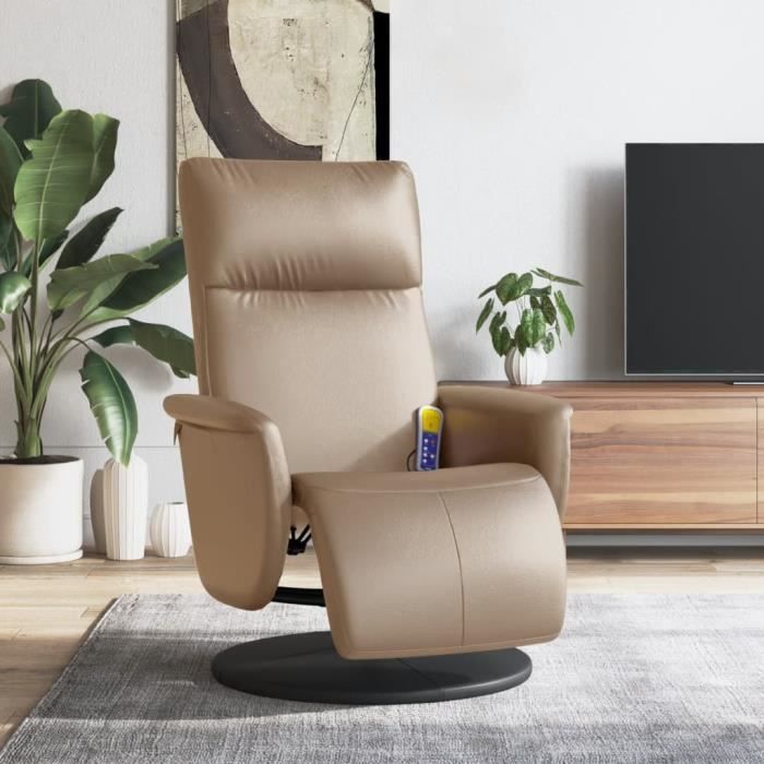 VidaXL Recliner Massage Chair Footrest Cappuccino 356556