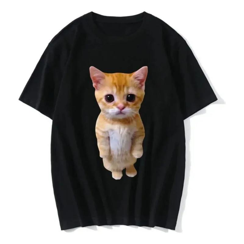 Divertida Camiseta Casual A La Moda Con Estampado De Gatos D S