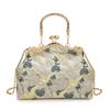 Borsa a Mano Ricamata di Lusso da Donna Borsa a Spalla con Bordi Metallici Vintage con Tracolla Regolabile Pochette da Sera Borsa Regalo