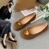Liebe Metallschnellenschuhe neue flache Schuhe zum Hineinschlüpfen einzelne Schuhe verbreiterte große Größe Damenschuhe