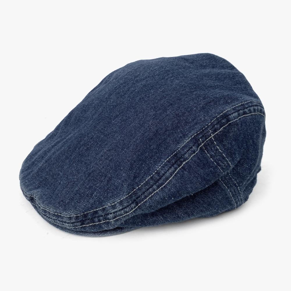Denim Beret Women's Autumn and Winter New Big Head Circumference Can Be Worn In Reverse with Internet Celebrity Fashionable Simple Hat