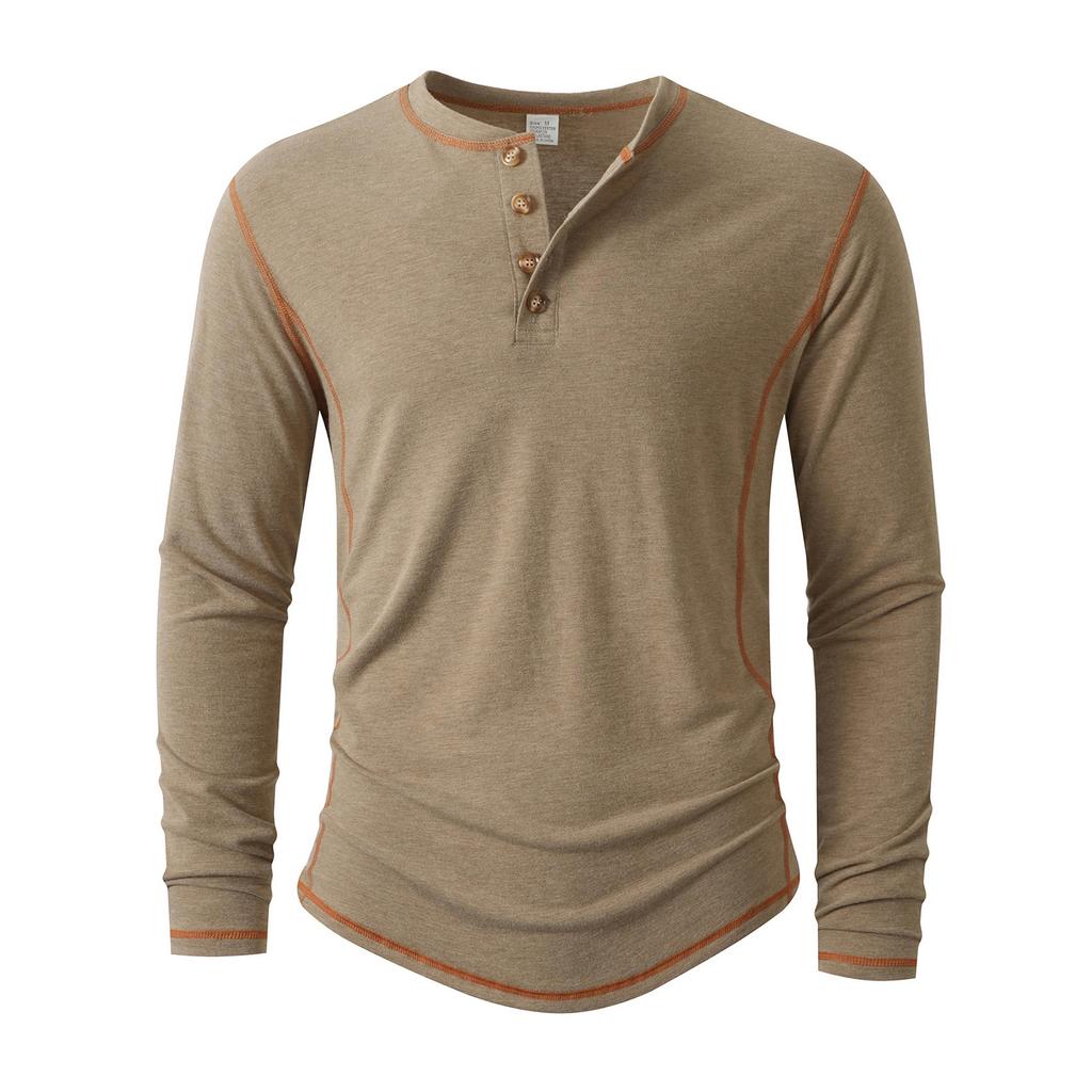 Men'S Button Up Long Sleeved Fashionable Casual Sports Top