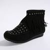 Autumn and Winter Versatile Rivet Flat Bottom Short Tube Tassel Women's Boots Suede Flat Bottom Women's Boots Plus Size 35-42