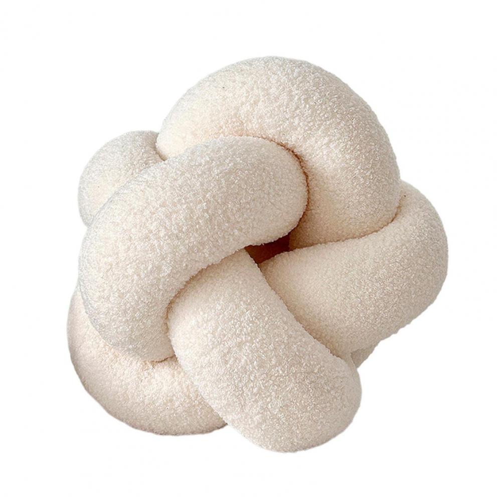 Hand Knitted Decorative Pillow Plush Braided Knot Round Ball Throw Pillow for Sofa Couch Decor Soft Elastic Sleeping Companion