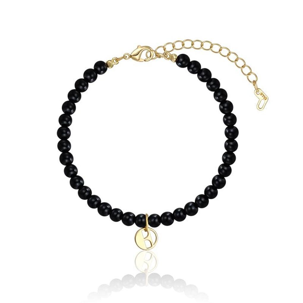 

[ELLE Jewelry] Black Onyx Stone Bracelet ELBRBB099 white gold