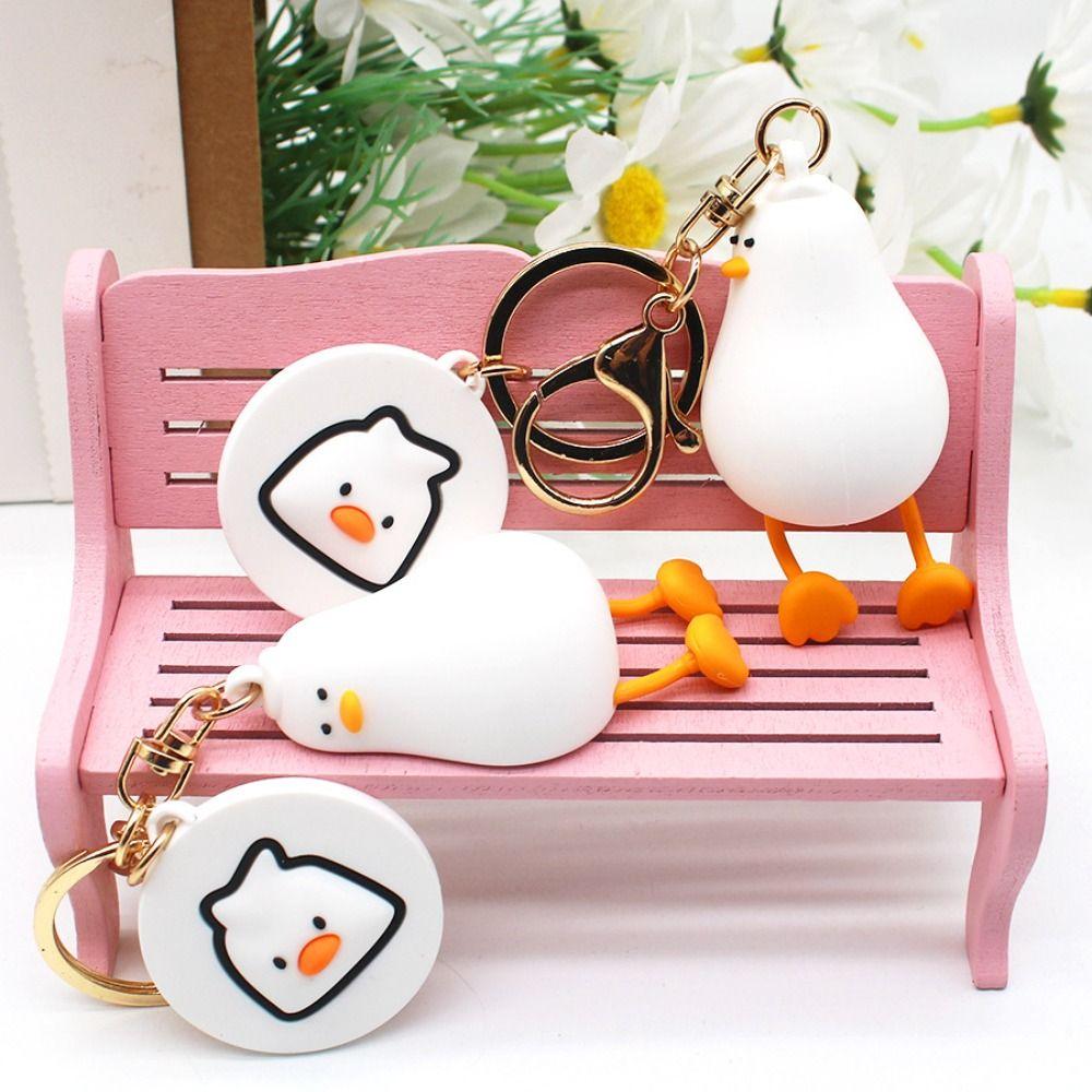 Porte-clés en forme de canard couché, poupée canard couché, dessin animé, pendentif, accessoires