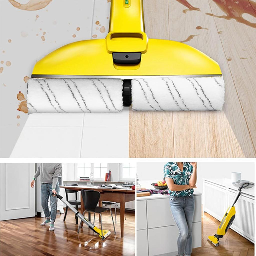 Replacement Brush Roller, Microfiber Efficient Washable Hard Floor Cleaner Roller Low Noise for Karcher FC3 FC3D FC5 FC5D FC7