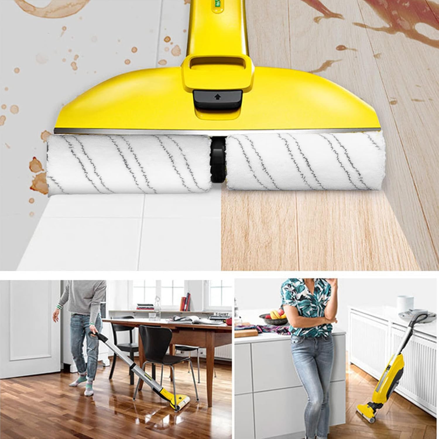 

Сменный щеточный валик, Микрофибра Эффективный Моющийся Валик для очистки твердых полов Низкий уровень шума для Karcher FC3 FC3D FC5 FC5D FC7