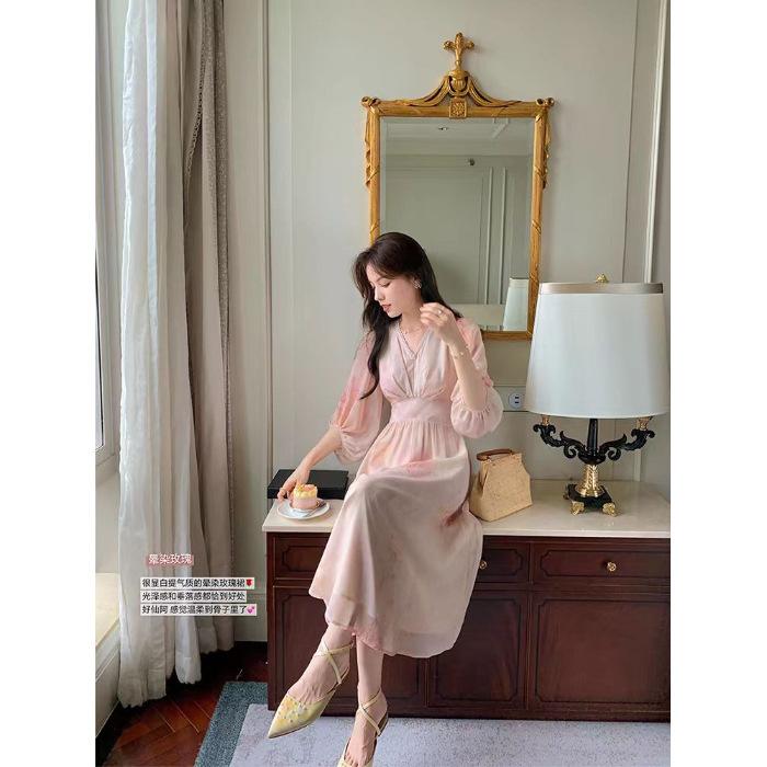 French Romantic Dress New Femininity V-neck Vacation Dress