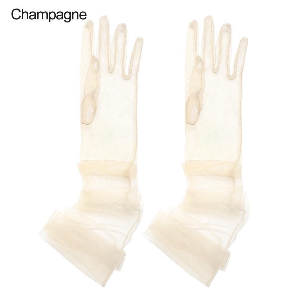 Women Sexy Lace Gloves White Mesh Tulle Gloves Lady Summer Sunscreen Mittens For Lady Driving Gloves Thin Elbow Long Gloves