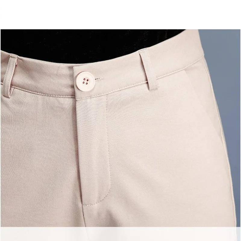 Frühling und Herbst Damen Einfarbig Hohe Taille Skinny Anzug Harem Übergröße Knopf Mode Lässig Büro Dame Alleskönner Hose