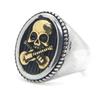 Golden Silver Guitar Skull Solid Ring 316L Stainless Steel Rock Man Punk Ring Size 7-14