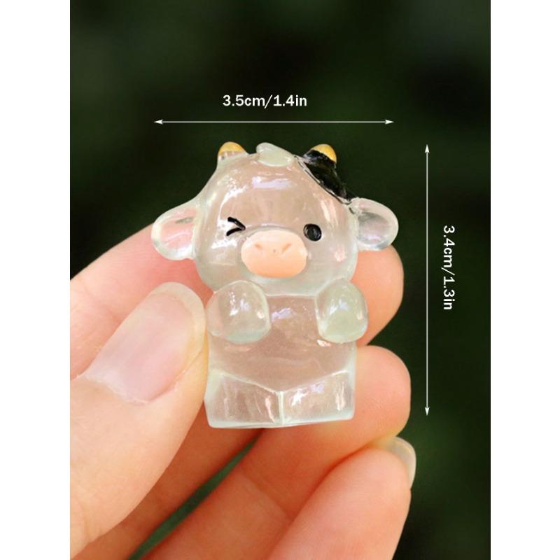 6pcs Luminous Little Cow Car Ornaments Interior Decorations Car Center Console Rearview Mirror Decorations