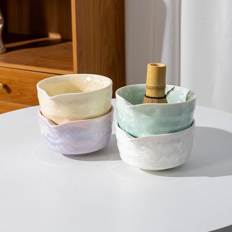 4-8PCS crystal Matcha Tea Set Matcha Ceramic Bowl, Food-Grade Whisk, Handmade Bamboo Tea Whisk, Tea Scoop Ceremony Diy Tools