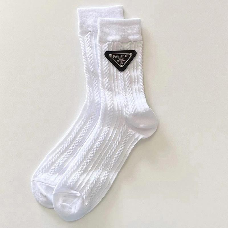 

1 пара носков с треугольной этикеткой, Европа, вышивка буквами, теплые носки белый