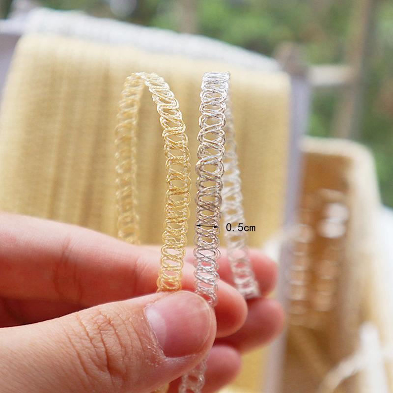 5Yards Golden Silver Embroidery Lace Trim Ribbon DIY Handmade Clothing Wedding Dress Sewing Materials 0.5CM Wide