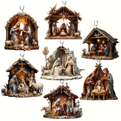 Christmas Tree Jesus Pendant Ornament Family Prayer