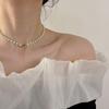 Luxurious Crystal Cold Brew Sweet Girl Pearl Necklace Versatile Fairy-Like Adjustable Collarbone Chain