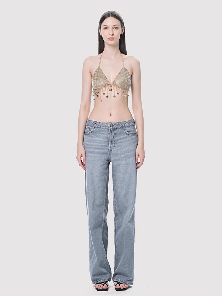 European & American Diamond Tassel Halter Neck Body Chain