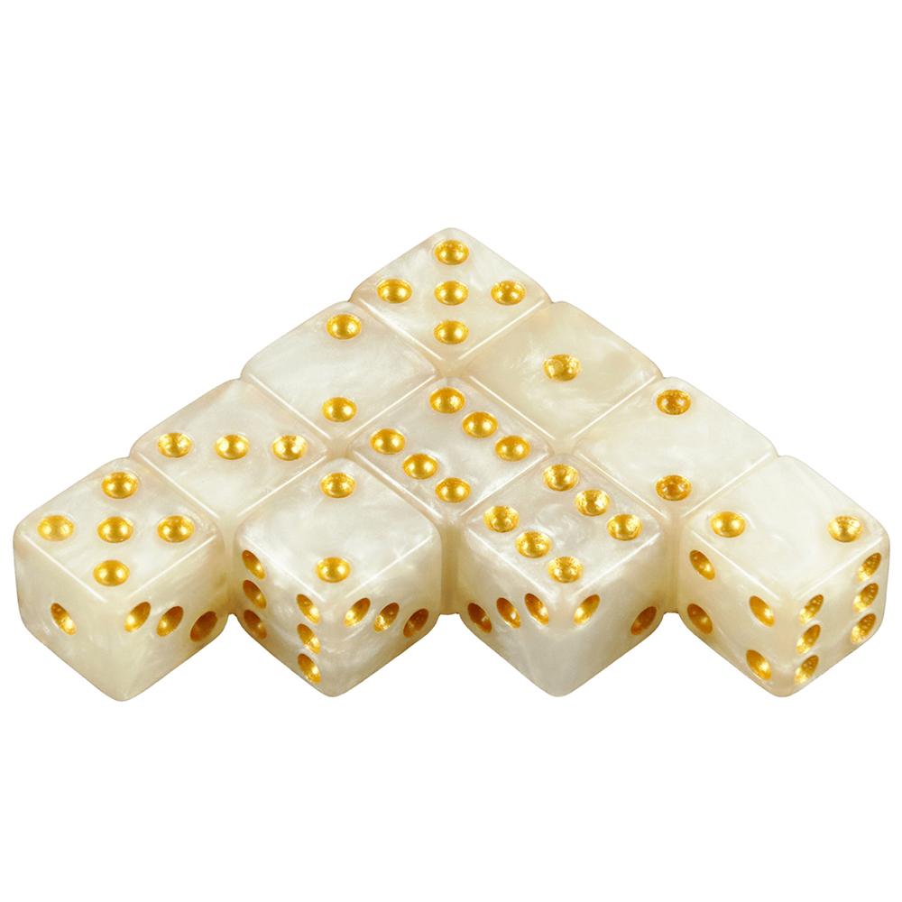 

12 мм D6 игральные кости 10 шт. Мини игральные кости для карточных игр, азартных игр, настольных игр white golden