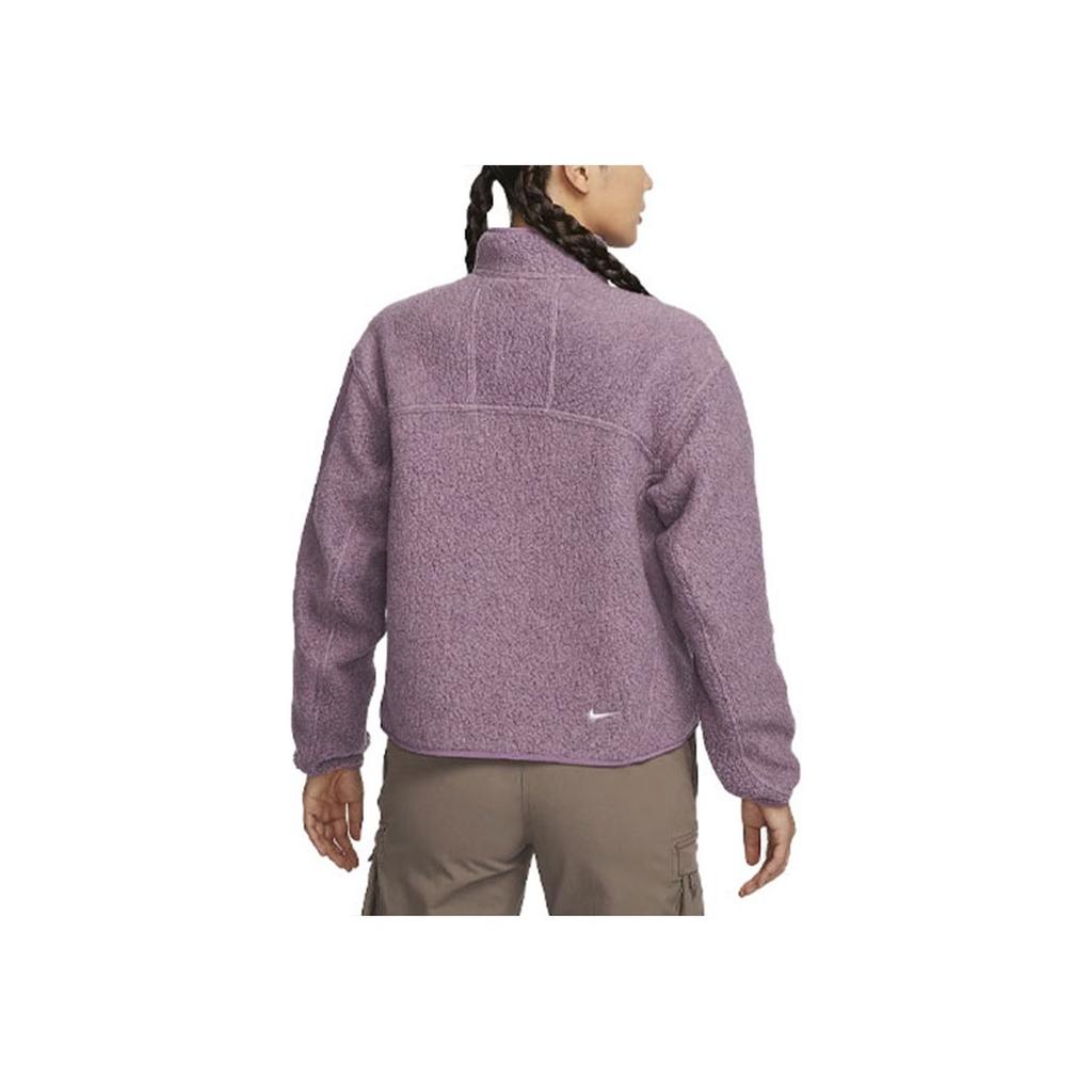 Nike Solid Color Logo Stand Collar Long Sleeve Fleece Jacket Women Jackets Violet FB8007-536